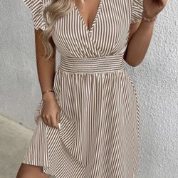 SHEIN Dress, Brown And White Striped Size 2X