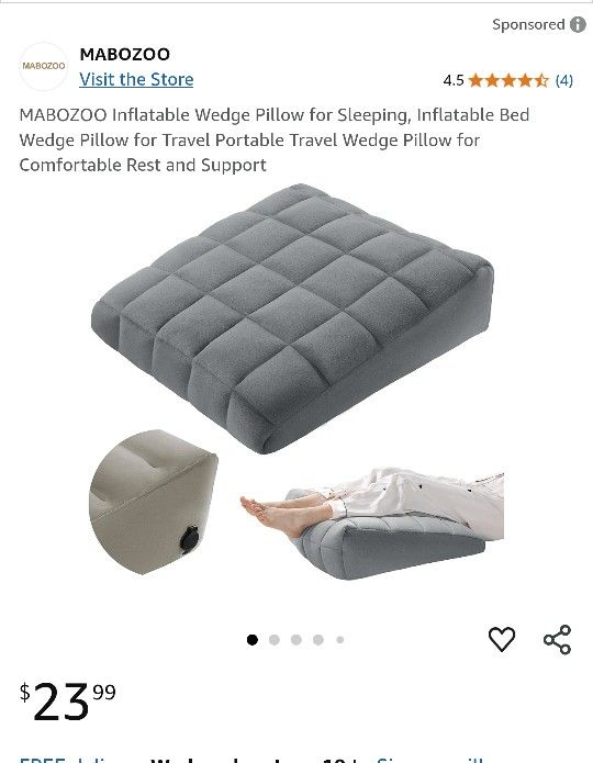 New Inflatable WEDGE With Soft Gray 🩶 GRAY Cover With Zipper. See Photos. CASH Pickup Only