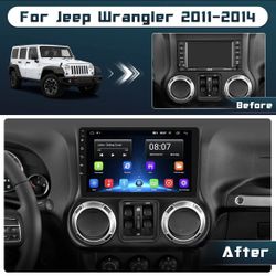 Hikity 2+64G Android Car Stereo for Jeep Wrangler（Left-Hand Drive） 2011 2012 2013 2014 Radio with 10" Touchscreen
