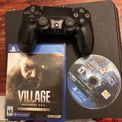 PS4 with 2 games 900GB with all wires