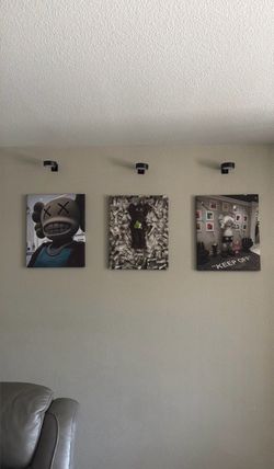 KAWS Wall Art painting Set of 3 with lights