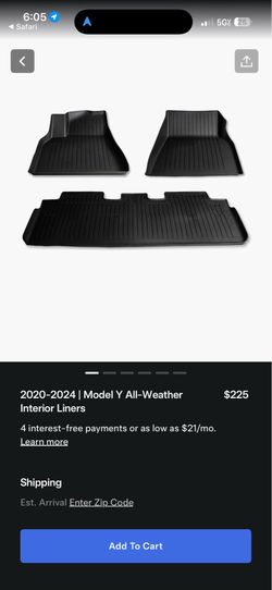 Tesla all weather interior liners