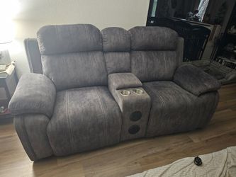 Gray Love Seat Double Recliner