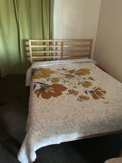 Full Wooden Bed Frame with Slatted Headboard