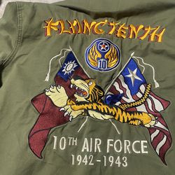 Vintage Schott Bros. Inc Military Jacket Shirt Men’s S Green Patches Flying 10thVintage