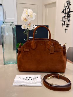 Coach Soft Empire Carryall Bag 40 Warm Brown Suede