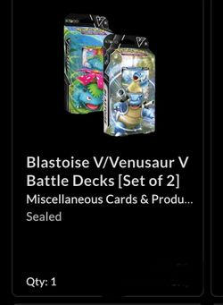 $58 Blastoise V/Venusaur V Battle Decks [Set of 2] Miscellaneous Cards & Produ... Sealed Qty: 1