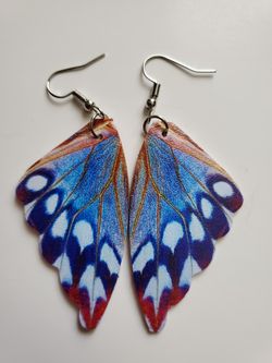 Blue, White and Red Earrings 