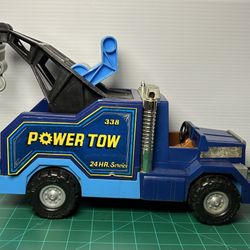 1982 Vintage Fisher Price Husky Helpers 338 Power Tow Truck Wind Up Toy - Drives & Wench Works
