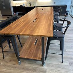 Two Standing Conference Tables and 5 Office Chairs