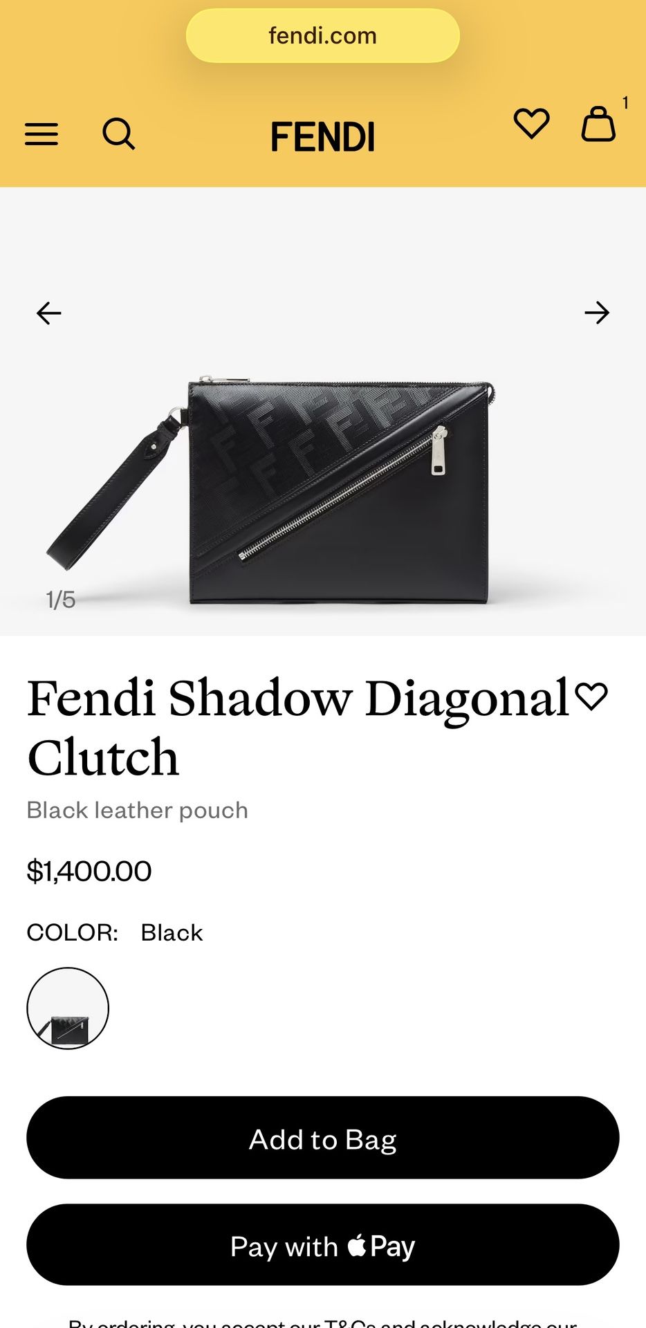 Fendi Shadow Diagonal Clutch Black