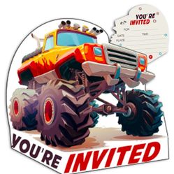 Truck Birthday Party Invitation for Boys, 30 Cards With 30 Envelopes.