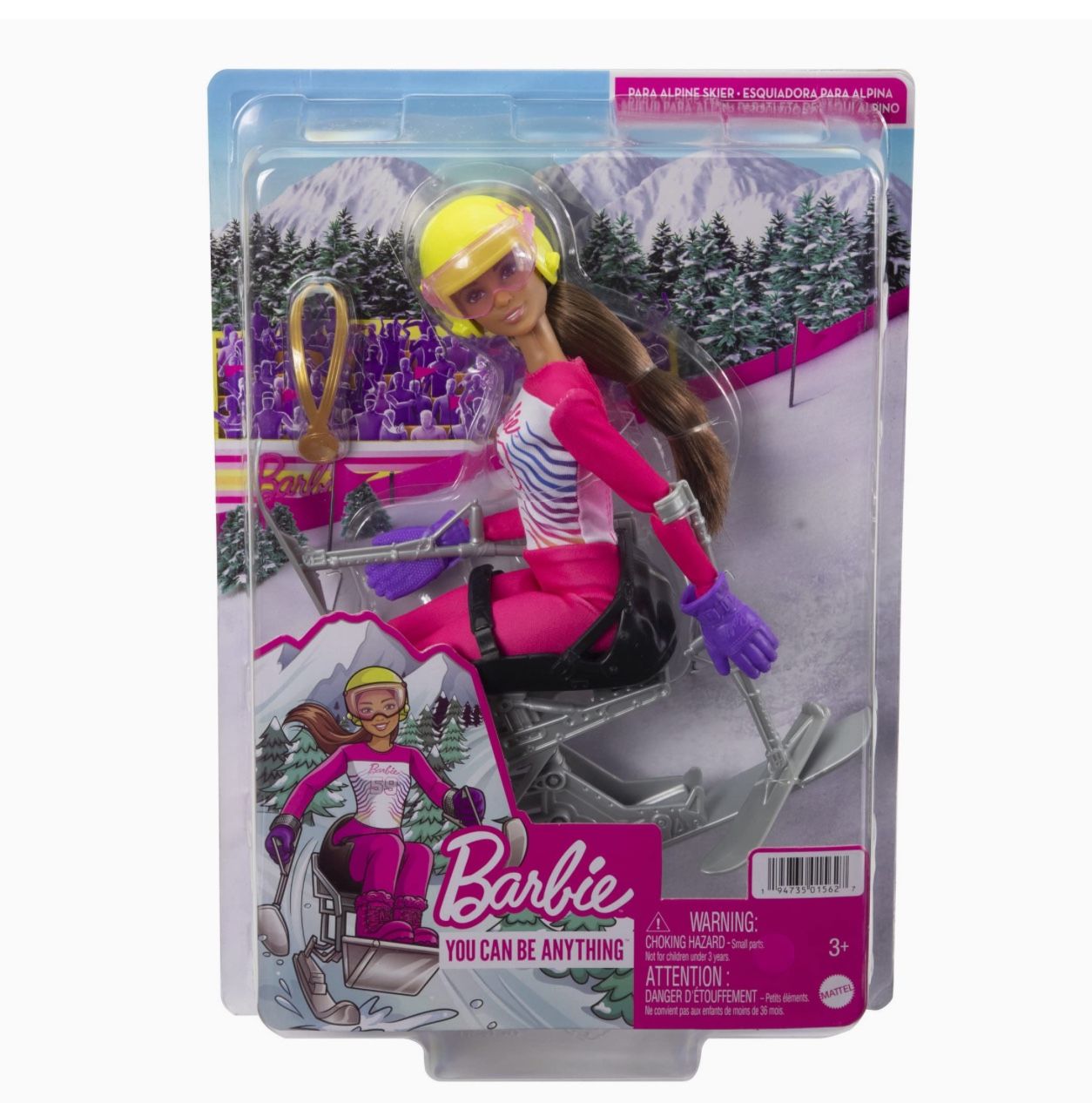 NEW Barbie Winter Sports para Alpine Skier Brunette Doll (12 inches)