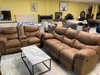 Power reclining sofa and love seat