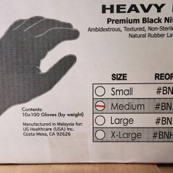Medium Black Nitrile Gloves 