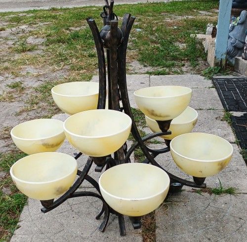 Chandelier 9 Light Bulbs Solid Steel