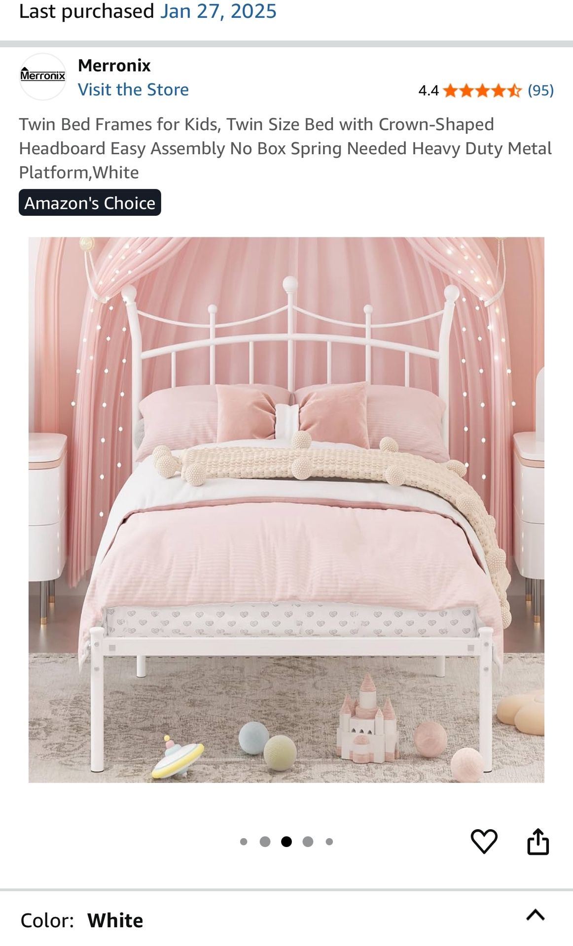 Twin Metal Frame Bed With Mattress $80