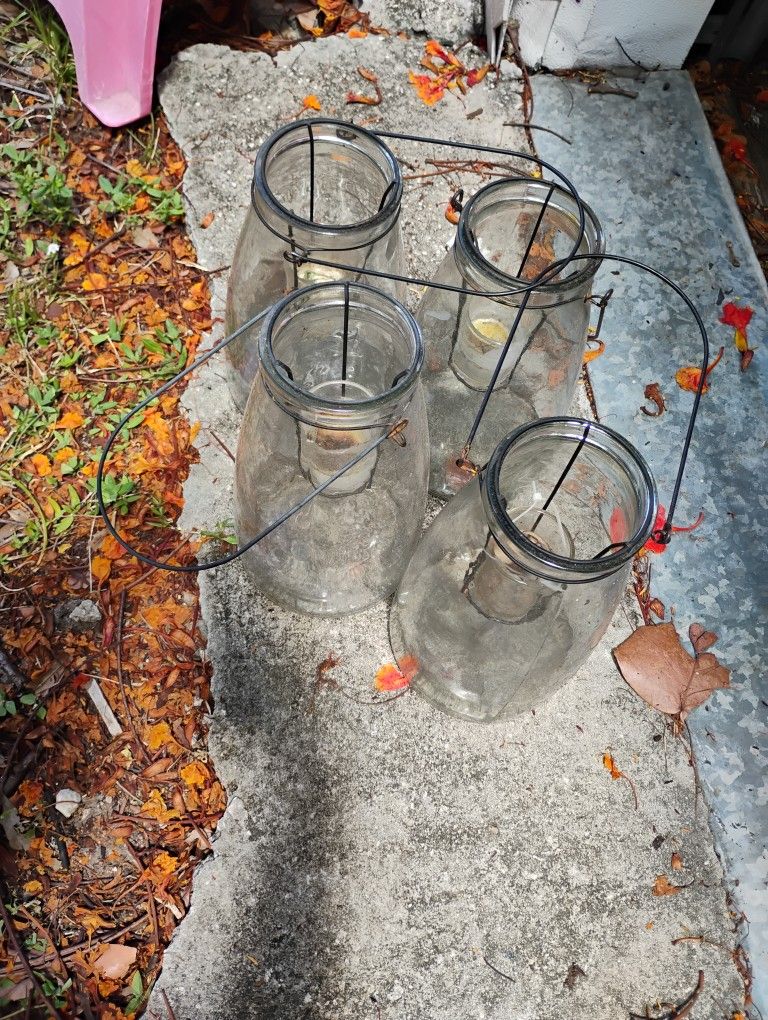 Glass Jar Lantern w Candle Holders
