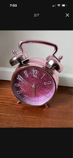 Vintage Sanrio Pink Glitter Jumbo Twin Bell Style Alarm Clock Tested Works