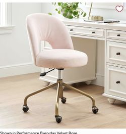 Pink Velvet Pottery Barn Upholstered Office Chair