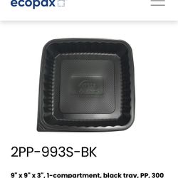 Ecopax 9x9x3 Black Food Trays 300 Pack