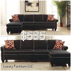New black fabric sofa sectional