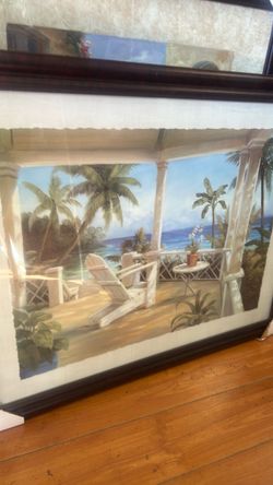 Tropical Porch Scene Framed Art Print