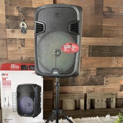 QFX 12” Bluetooth Portable Rechargeable Speaker  With Microphone, Speaker Stand &  LED Party Lights 🔊🎤🎶🎶🎶