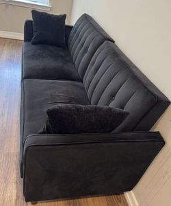 Black Fabric 3-Seater Sofa