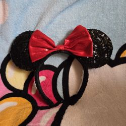 Disney Sequined Headband Red Bow Black Ears