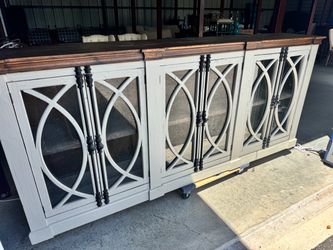 PESCARA 99" FARMHOUSE RUSTIC STYLE HUTCH CONSOLE TABLE