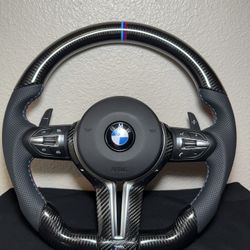 BMW M Sport Carbon Fiber Steering Wheel w/ Paddle Shifters & Controls
