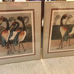 Unique Prints Of Birds Set Of Two,framed