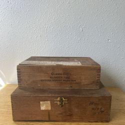 Two Antique Cigar Boxes With the Original Stickers 