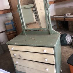 Vintage Dresser With Mirror 
