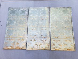 3 Antique Metal Ceiling Tile 48"x24" Victorian Salvaged Tin
