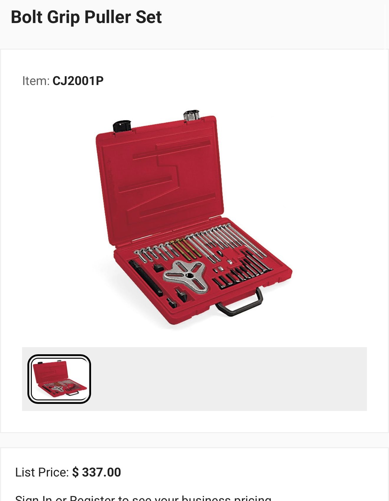Snap On Bolt Grip Puller Set
