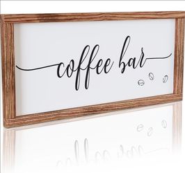 Coffee Bar Farmhouse Wood Framed Sign