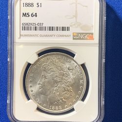 1888-p Morgan Silver Dollar NGC MS64