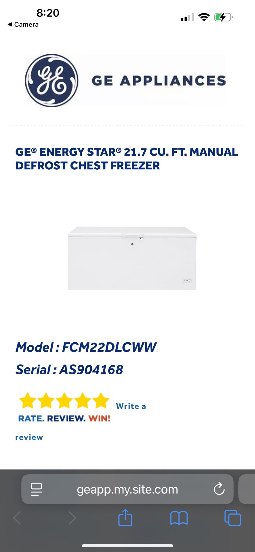 GE Chest Freezer