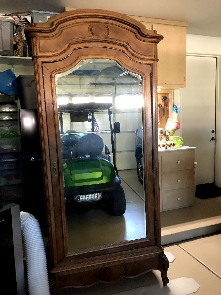 Antique French Mirrored Wardrobe Armoire. for Sale in Queen Creek, AZ