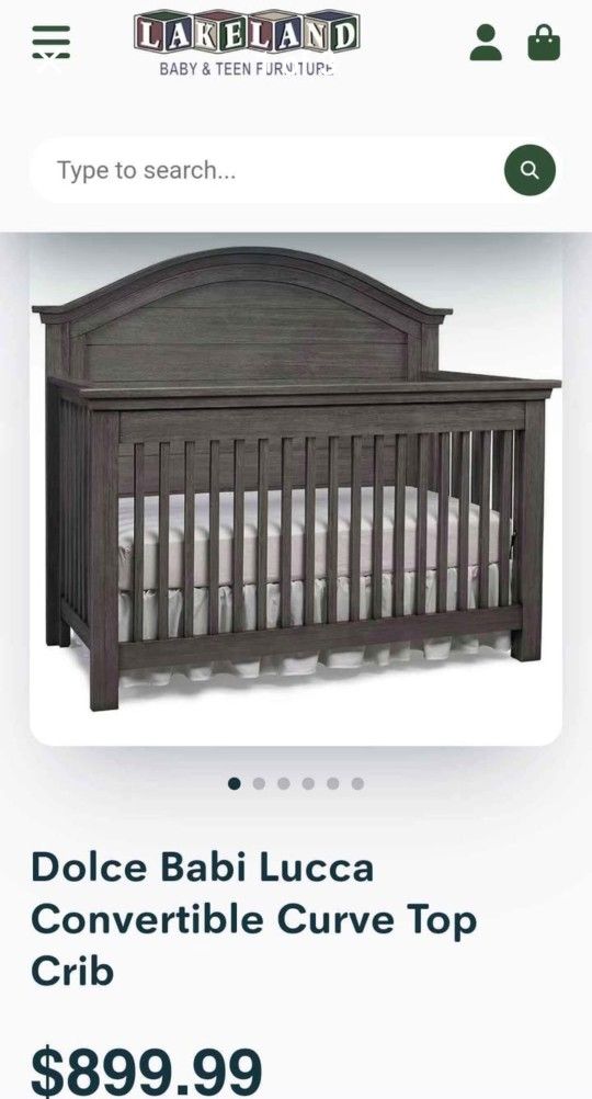 Dolce Babi Lucca Convertible Curve Top Crib.