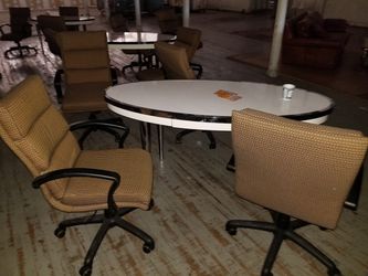 Hotel style desk and swivel office chairs