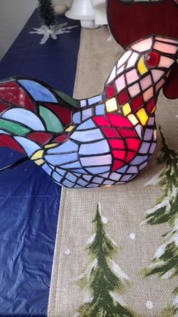 Hermosa Lámpara De Mesa Estilo Vidriera 