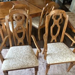 Vintage Solid Wood Dining Arm Chairs (Set of 2)