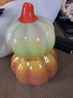 Iridescent Ceramic Stacked Pumpkin Figurine