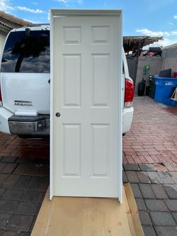 Shop Masonite 30 in. x 80 in. Textured 6-Panel Bored Hollow Core Painted Composite Interior Door Slab with Bore