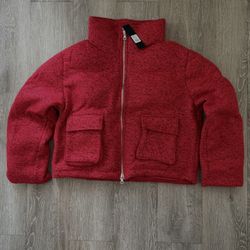 Hallron Textured Cropped Puffer - Red/combo sz: small