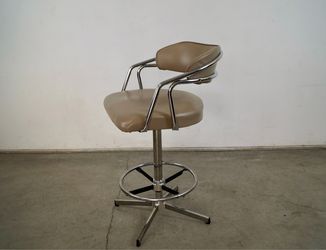 1960’s Midcentury Modern Chrome Adjustable Counter Stool Bar Stool