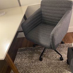 Gray Upholstered Swivel Office Chair, Adjustable Height (Please Read Description)